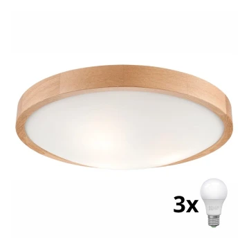 Brilagi - LED Stropní svítidlo CARVALHO SLIM 3xE27/60W/230V dub pr. 47 cm