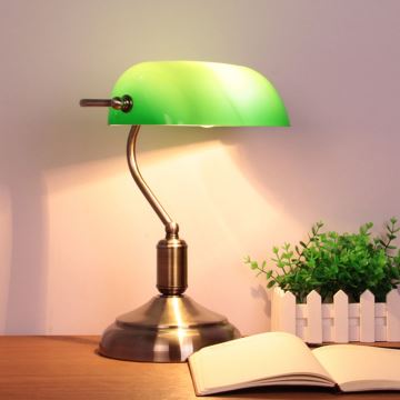 Brilagi - Stolní lampa BANK OFFICE 1xE27/60W/230V mosaz/zelená