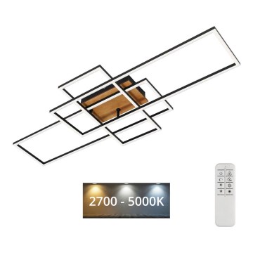 Brilo - LED Stmívatelný přisazený lustr FRAME LED/51W/230V 2700-5000K černá/hnědá + dálkové ovládání