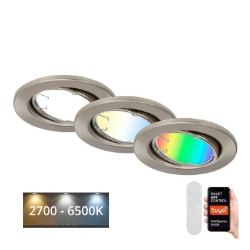 Brilo - SADA 3x LED RGBW Stmívatelné koupelnové svítidlo 1xGU10/4,9W/230V 2700-6500K Wi-Fi Tuya IP23 + dálkové ovládání