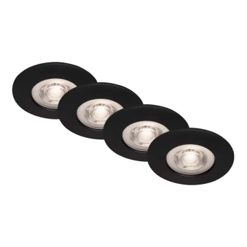 Brilo - SADA 4x LED Koupelnové podhledové svítidlo LED/4,9W/230V IP44 černá