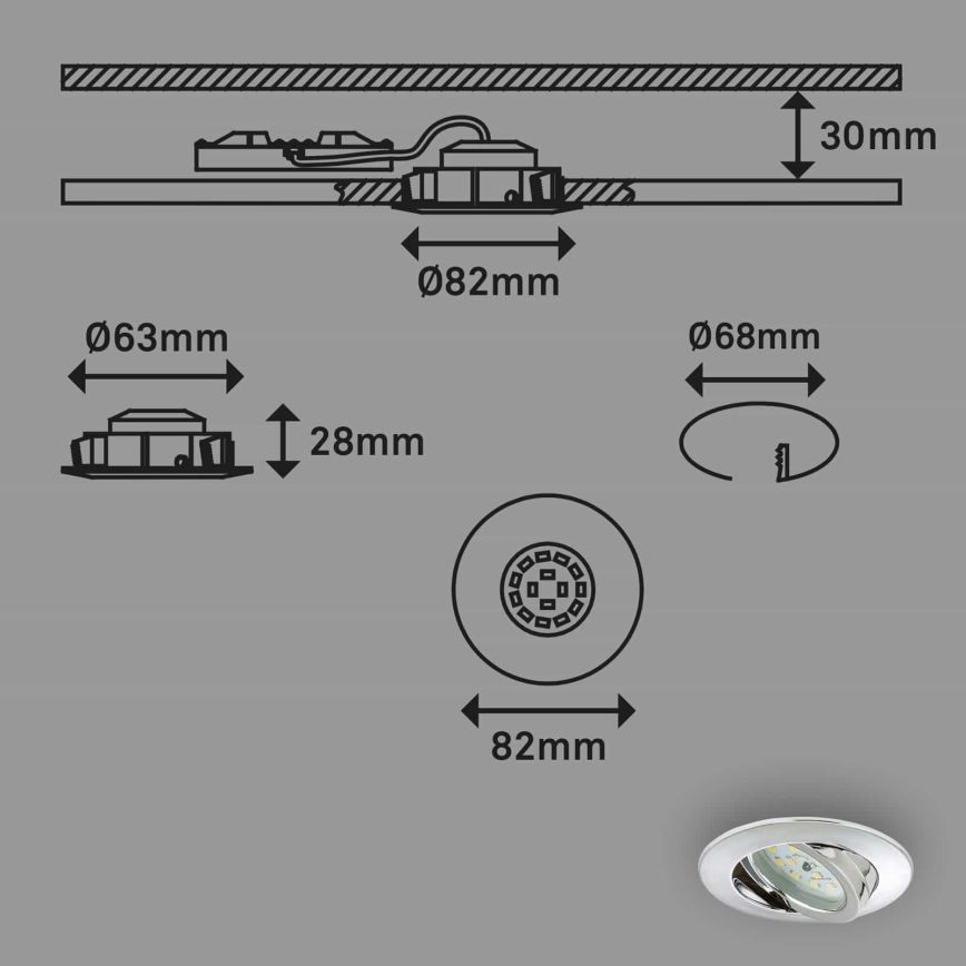 Briloner 7209-038 - SADA 3x LED Koupelnové podhledové svítidlo LED/5W/230V IP23