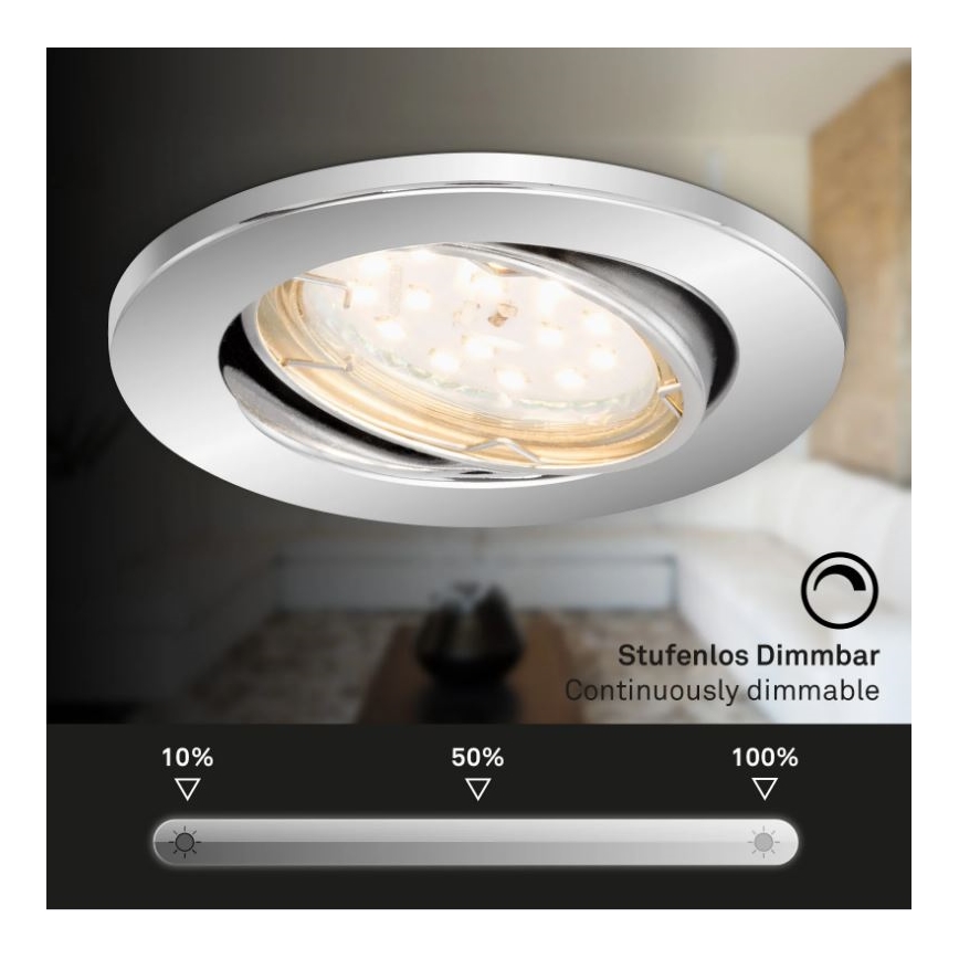 Briloner 7219-038 - SADA 3x LED Stmívatelné koupelnové podhledové svítidlo 1xGU10/5W/230V IP23