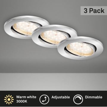 Briloner 7219-038 - SADA 3x LED Stmívatelné koupelnové podhledové svítidlo 1xGU10/5W/230V IP23