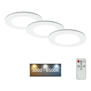 Briloner - SADA 3x LED Stmívatelné koupelnové podhledové svítidlo LED/4,8W/230V 3000-6500K IP44 + dálkové ovládání