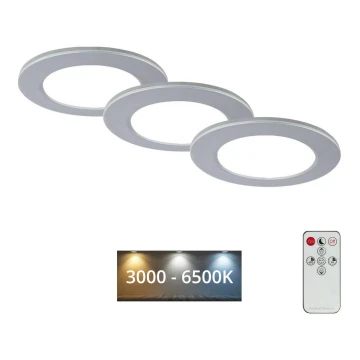 Briloner - SADA 3x LED Stmívatelné koupelnové podhledové svítidlo LED/4,8W/230V 3000-6500K IP44 + dálkové ovládání