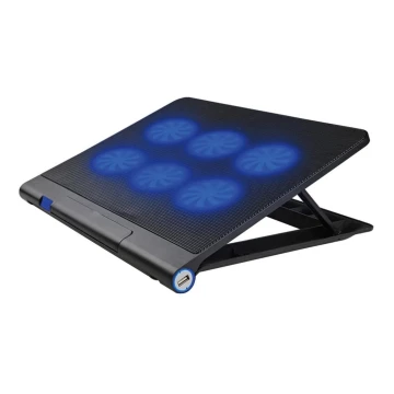 Chladící podložka pro notebook 6x ventilátor 2xUSB černá