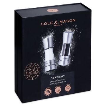 Cole&Mason - Sada mlýnků na sůl a pepř DERWENT MINI 2 ks 15,7 cm matný chrom