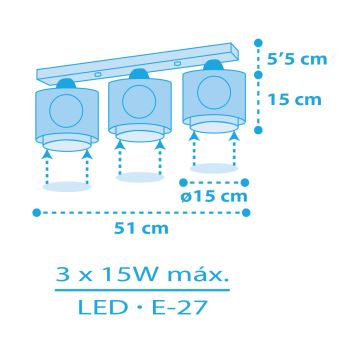 Dalber 60653 - Dětské stropní svítidlo PIRATE ISLAND 3xE27/15W/230V