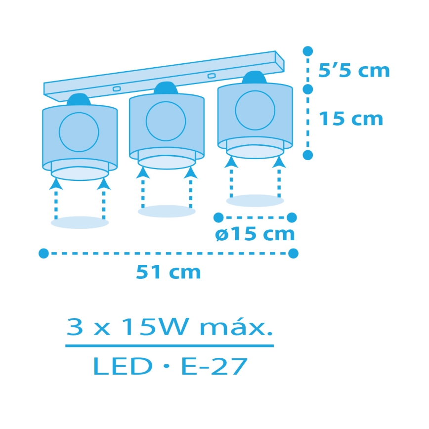 Dalber 60653 - Dětské stropní svítidlo PIRATE ISLAND 3xE27/15W/230V