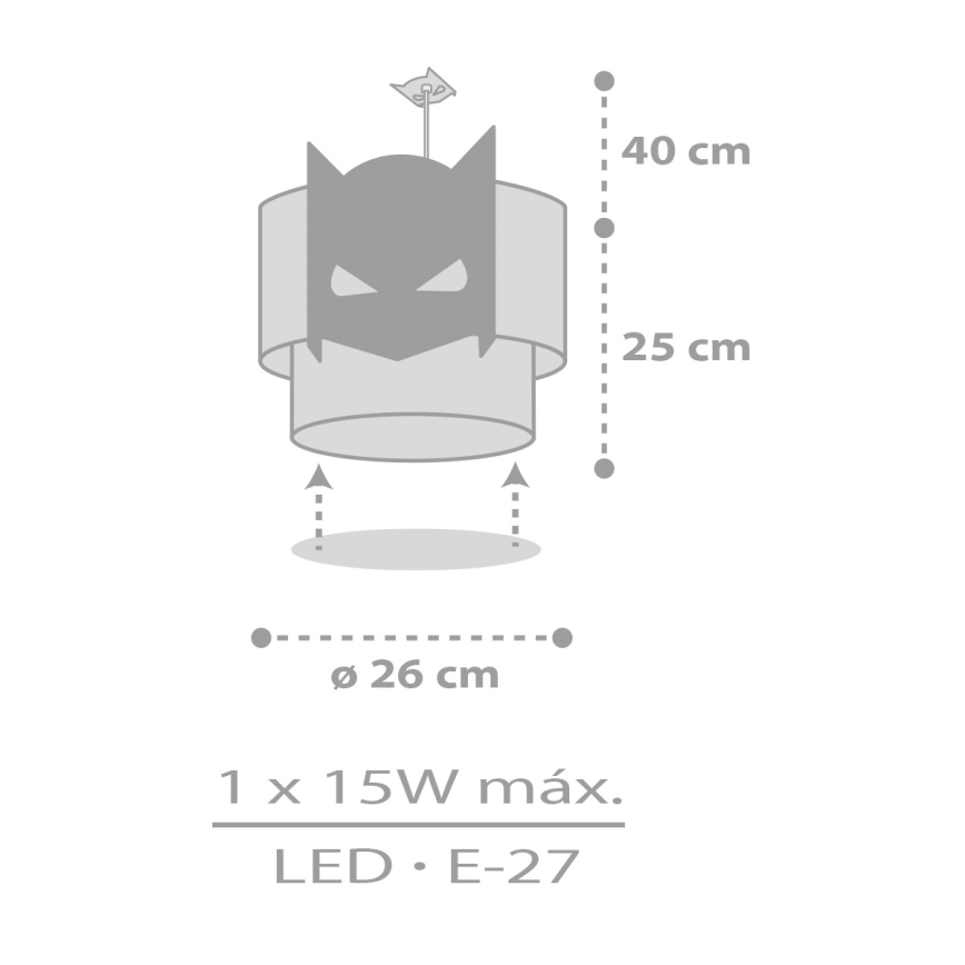 Dalber 61802 - Dětský lustr DARK HERO 1xE27/15W/230V