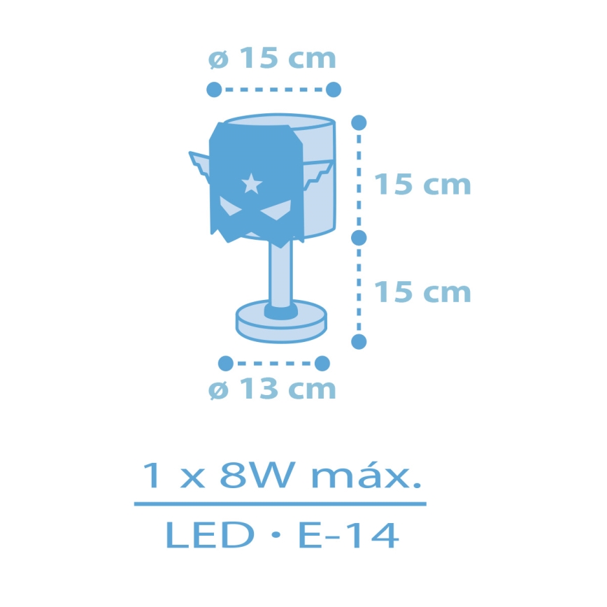 Dalber 61811 - Dětská lampička BLUE HERO 1xE14/8W/230V