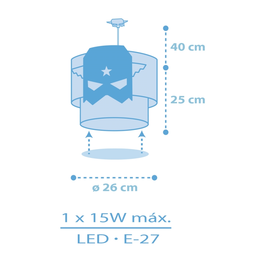 Dalber 61812 - Dětský lustr BLUE HERO 1xE27/15W/230V