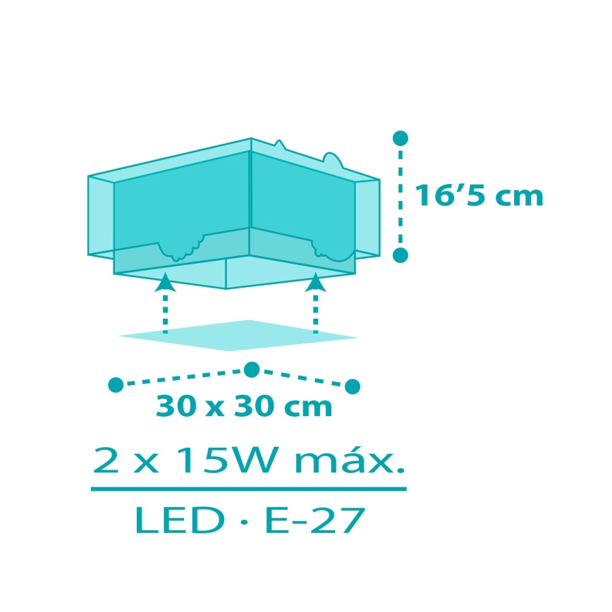 Dalber 63316 - Dětské stropní svítidlo HAPPY JUNGLE 2xE27/15W/230V