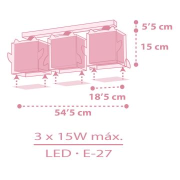 Dalber 64483 - Dětské stropní svítidlo LITTLE FRIENDS 3xE27/15W/230V