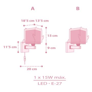 Dalber 64489 - Dětské nástěnné svítidlo LITTLE FRIENDS 1xE27/15W/230V