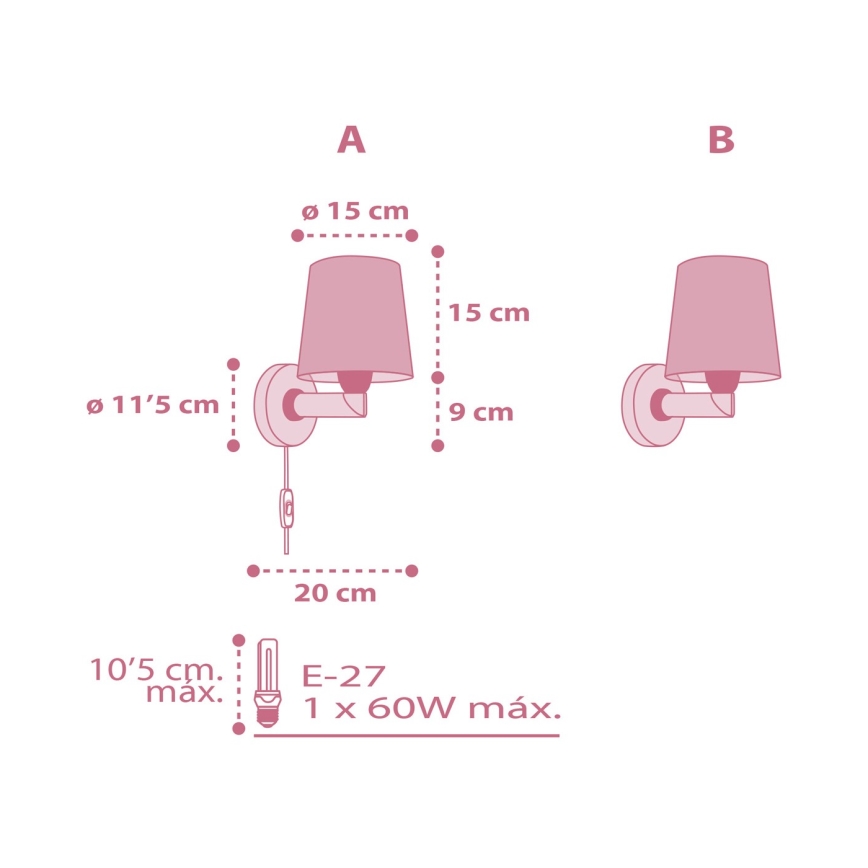 Dalber 82469 - Dětské nástěnné svítidlo FLAMINGO 1xE27/15W/230V