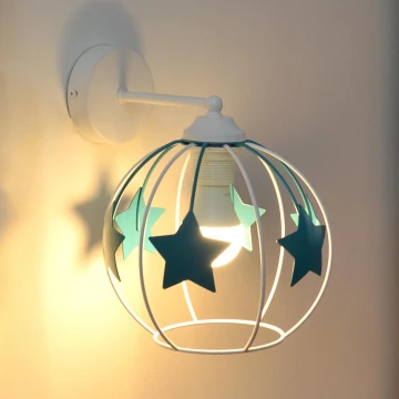 Dětská nástěnná lampa STARS 1xE27/15W/230V tyrkysová/bílá