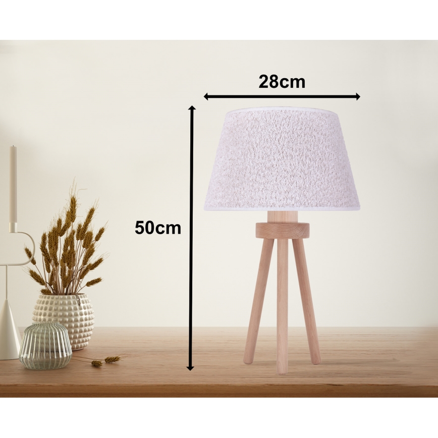 Duolla - Stolní lampa BOUCLE 1xE27/15W/230V bílá/dřevo