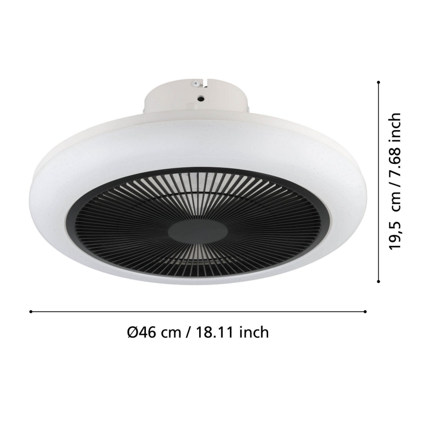 Eglo - LED Stmívatelný stropní ventilátor LED/25,5W/230V černá + dálkové ovládání