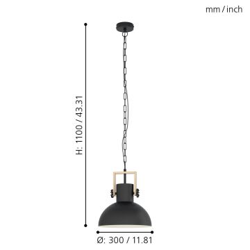 Eglo - Lustr na řetězu 1xE27/28W/230V - FSC certifikováno