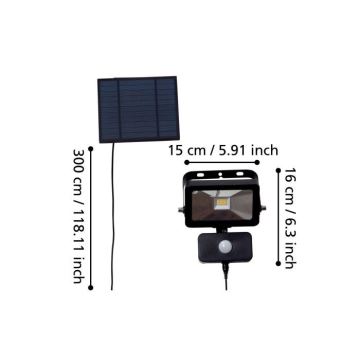 Eglo - LED Solární reflektor se senzorem 15xLED/0,03W/3,7V IP44