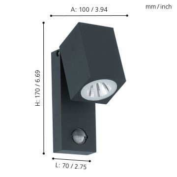 Eglo - LED venkovní nástěnné svítidlo s čidlem LED/5W/230V IP44