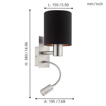 Eglo - LED Flexibilní svítidlo 1xE27/40W+LED/3,8W černá