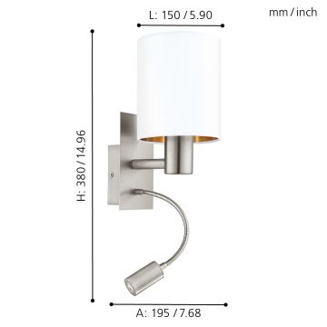 Eglo - LED Flexibilní svítidlo 1xE27/40W+LED/3,8W bílá