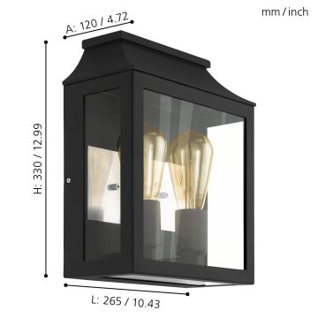 Eglo - Venkovní nástěnné svítidlo 2xE27/60W/230V IP44