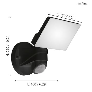 Eglo - LED Venkovní nástěnné svítidlo se senzorem LED/15W/230V IP44