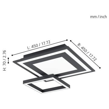 Eglo - LED RGB Stmívatelné stropní svítidlo SAVATAEILA-C LED/20W/230V