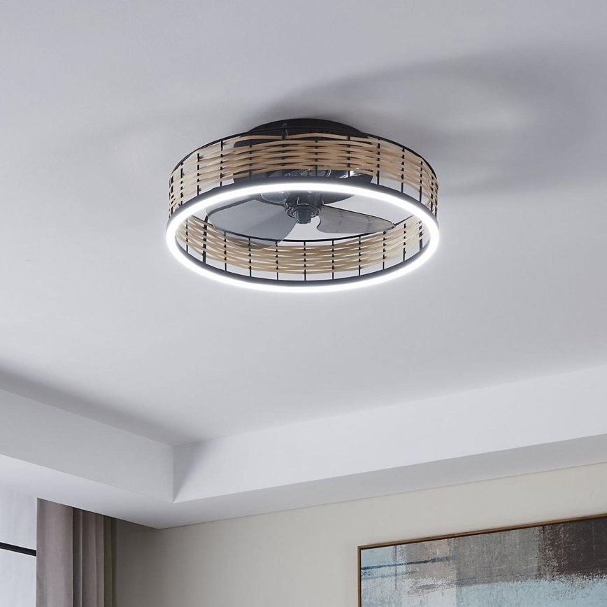 Eglo - LED Stmívatelný stropní ventilátor LED/28W/230V černá/béžová 2700-6500K + dálkové ovládání