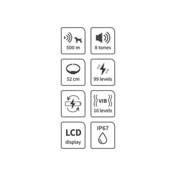 Elektrický výcvikový obojek pro psa 52cm 600m 3,7V IP67