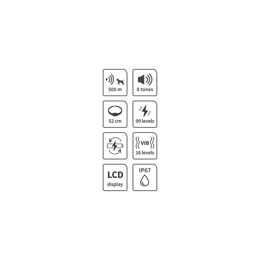 Elektrický výcvikový obojek pro psa 52cm 600m 3,7V IP67