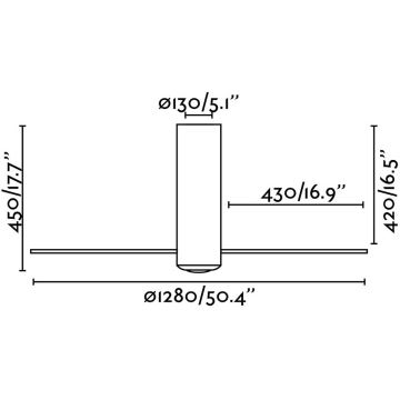 FARO 32036 - Stropní ventilátor TUBE FAN černá/čirá pr. 128 cm + dálkové ovládání