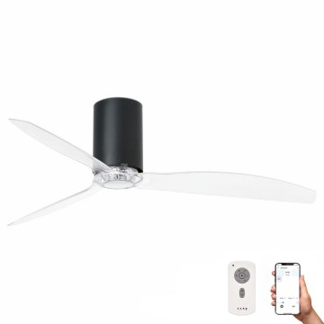 FARO 32041WP - Stropní ventilátor MINI TUBE FAN M černá/čirá pr. 128 cm SMART + dálkové ovládání