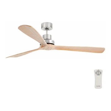 FARO 33504DC - Stropní ventilátor LANTAU XL dřevo/chrom pr. 168 cm + dálkové ovládání