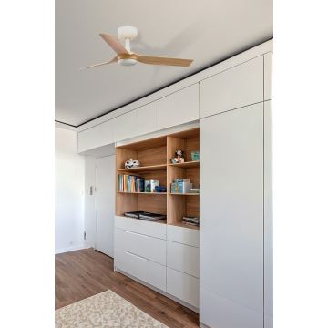 FARO 33821WP - Stropní ventilátor MINI PUNT S hnědá/bílá pr. 90 cm SMART + dálkové ovládání