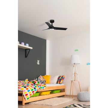 FARO 33825-1TW - LED Stmívatelný stropní ventilátor HEY S LED/10W/230V 2700/4000/6000K černá pr. 90 cm + dálkové ovládání