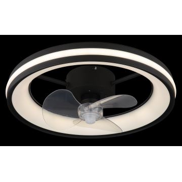 Globo - LED Stmívatelné stropní svítidlo s ventilátorem LED/30W/230V 2700-6500K černá + dálkové ovládání