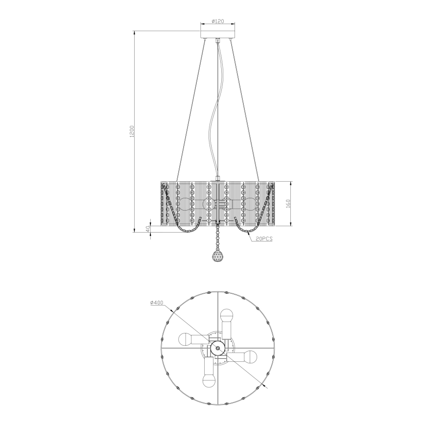 Globo - Křišťálový lustr na lanku 4xE14/40W/230V