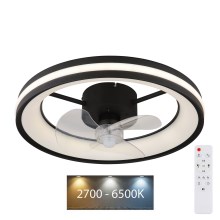 Globo - LED Stmívatelné stropní svítidlo s ventilátorem LED/30W/230V 2700-6500K černá + dálkové ovládání