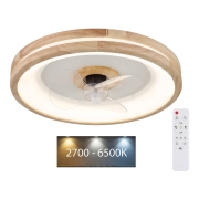 Globo - LED Stmívatelné stropní svítidlo s ventilátorem LED/30W/230V 2700-6500K hnědá + dálkové ovládání