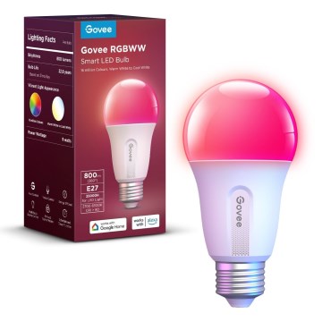 Govee - LED RGBWW Žárovka Smart E27/9W/230V 2700-6500K Wi-Fi