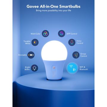 Govee - LED RGBWW Žárovka Smart E27/9W/230V 2700-6500K Wi-Fi