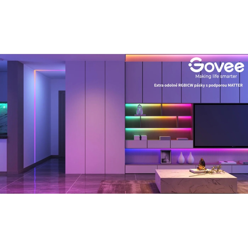 Govee - Wi-Fi RGBICW Smart PRO LED pásek 10m MATTER - extra odolný