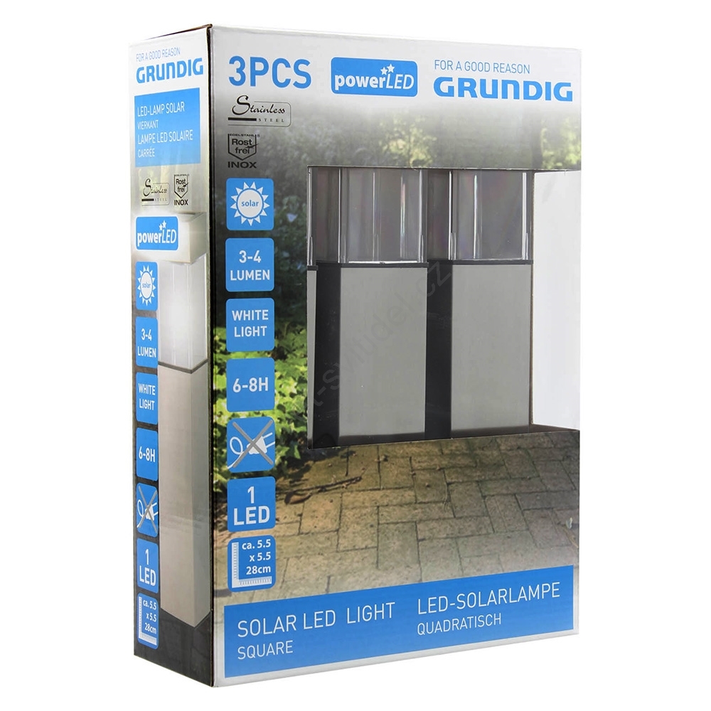 Grundig 90048 SET 3x Solar lamp 3xLED/5,5x28cm IP65 Svět svítidel