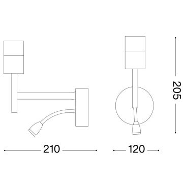 Ideal Lux - LED Flexibilní lampa s monturou SET UP 1xE27/42W + LED/3W/230V CRI 90 USB chrom