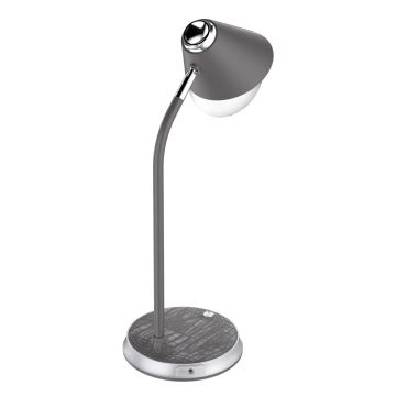 LED Stmívatelná stolní lampa s bezdrátovým nabíjením FINCH LED/9W/12/230V šedá/chrom